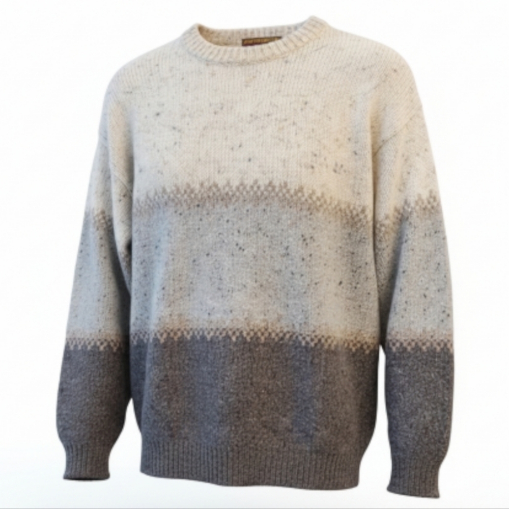 Issue90 Mens Wool Knit Sweater SZ L Crewneck Eclectic Grandpa Pullover